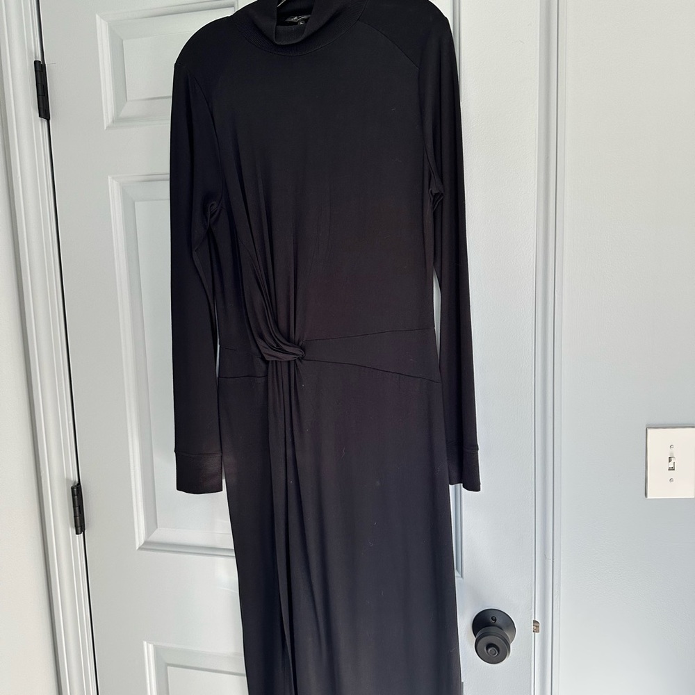 rag & bone Shaw draped Black Long Sleeve Dress with turtleneck
